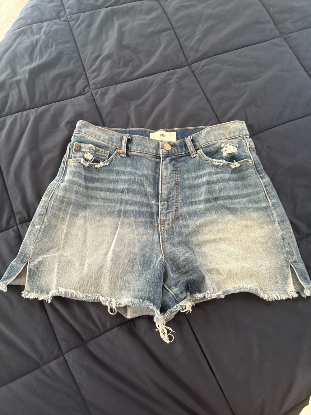BKE Washed Blue Distressed Denim Shorts
